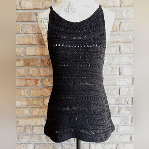 Adam Lippes Black Crocheted Sleeveless Top.  Size XS.